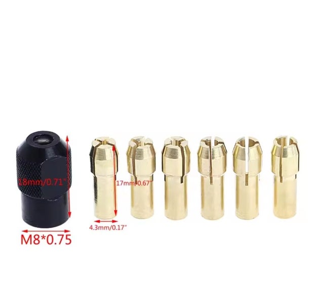 7pcs/lot dremel Brass Collet 1.0/1.6/2.0/2.4/3.0/ +dremel check M8*0.75 Carousel 1