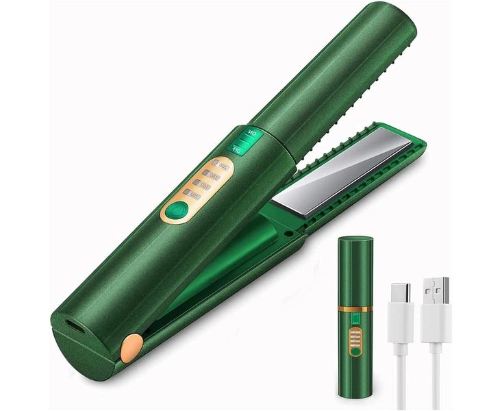 Cordless Hair Straighteners Curler 2 in 1, Mini Portable Travel Wireless Flat Carousel 1
