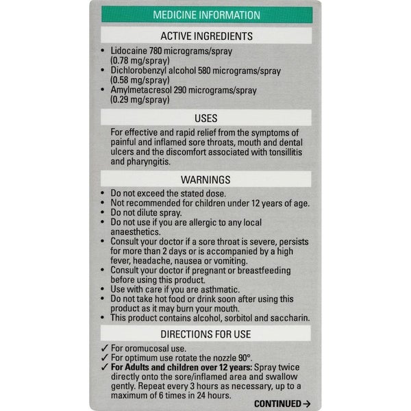 Strepsils Plus Anaesthetic Throat Spry Menthol Flavour 20mL Carousel 2