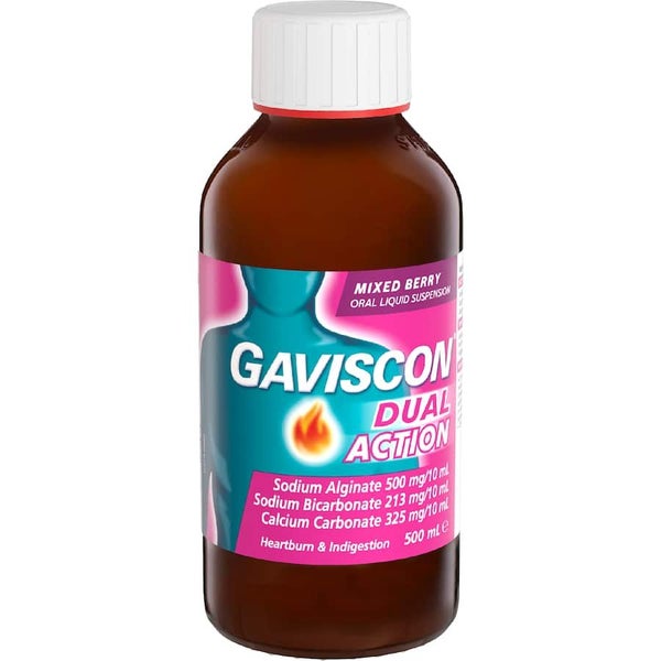 Gaviscon Dual Action Liquid Heartburn & Indigestion Relief Mixed Berry 500mL Carousel 1