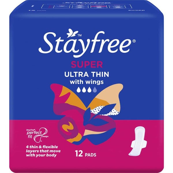 Stayfree Ultra Thin Pads Super Wings 12pack Carousel 2