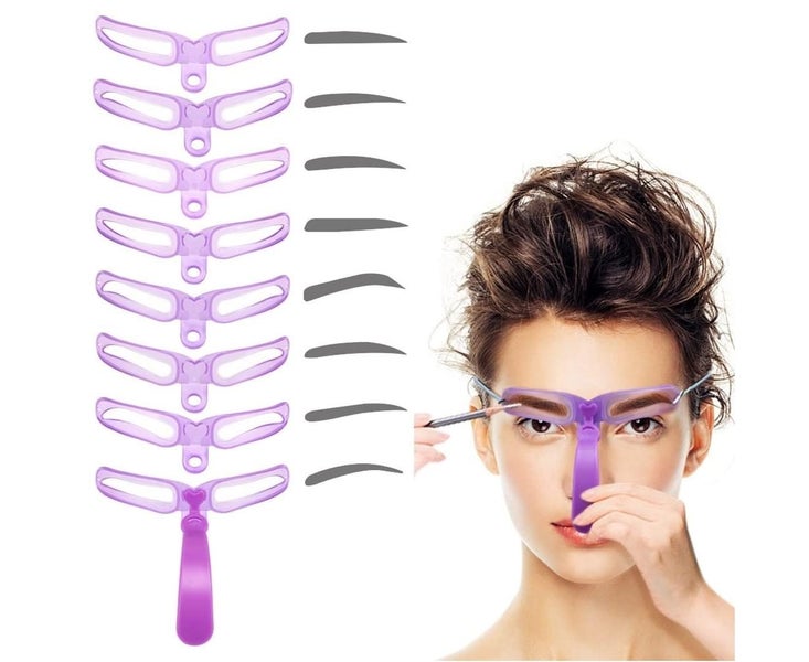 Eyebrow Shaping Kit,8 Styles Reusable Eyebrow Stencil with Handle and Strap, Carousel 1