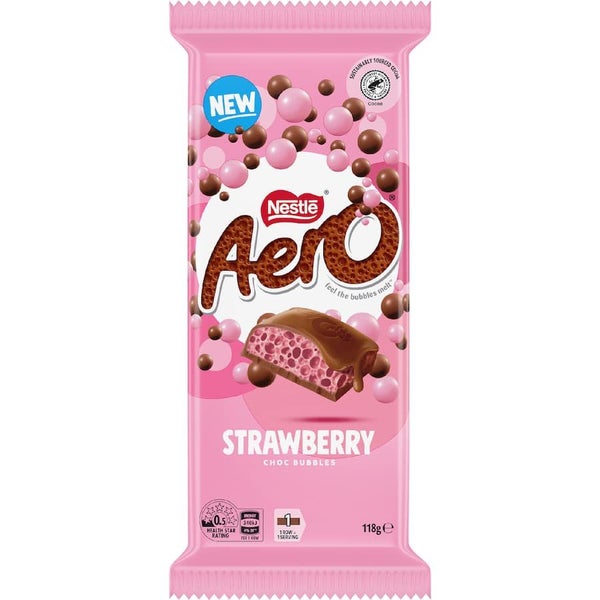 Nestlé Aero Chocolate Block Strawberry Choc Bubbles 118g Carousel 1