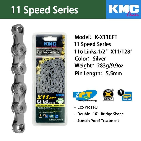 Bike Chain KMC X11EPT 11 SPEED CHAIN - EcoProTeq Anti-Rust Technology Carousel 1