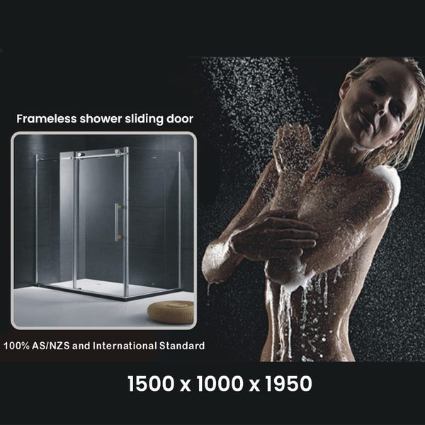 1500x1000x1950 Frameless shower sliding door Carousel 1