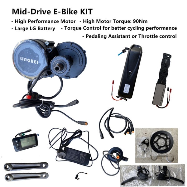 Mid-Drive E-Bike KIT - High Torque 48V 350W Motor 90Nm, 16Ah LG Battery Carousel 1