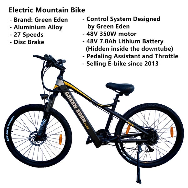 Electric Mountain Bike - 27.5", 27 Spds, Aluminum, 48V Motor, 7.8Ah, Matt Black Carousel 1