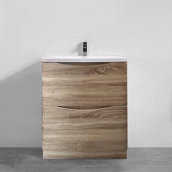 600 White Oak Double Drawer Plywood Vanity Carousel 1