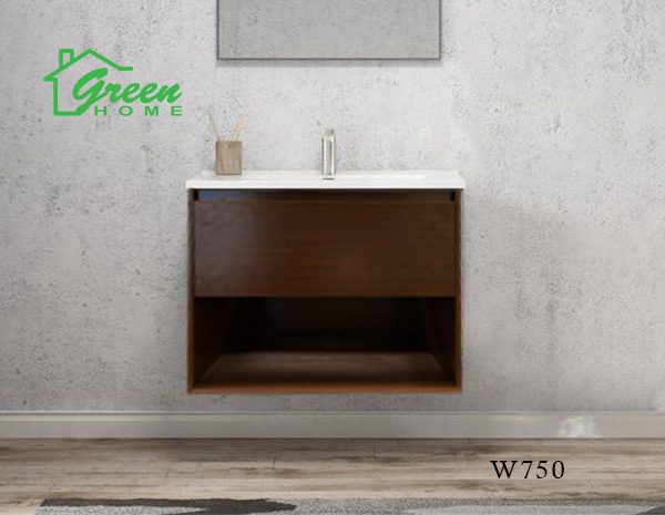 750mm GHLYG Plywood Wall Hung Vanity - Dark Walnut Carousel 1