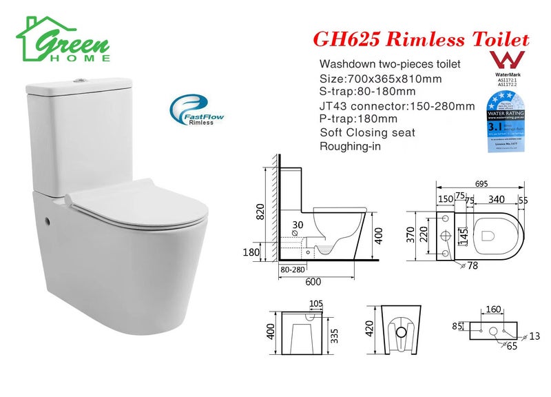 GH-625 Rimless Toilet Full Back To Wall Carousel 2
