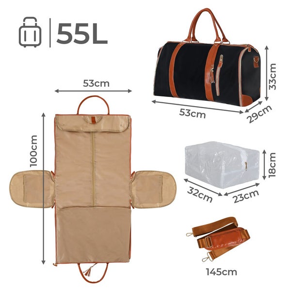 Slimbridge Garment Bags 2 in 1 Hanging Suit Convertible Travel Duffle Black Carousel 10