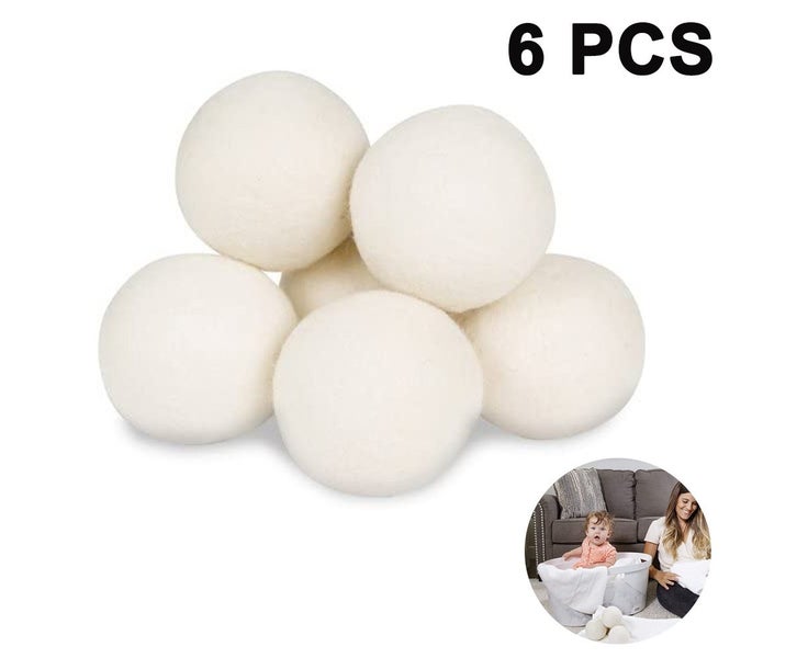 6 Pack Wool Dryer Balls,Anti Static, Baby Safe, No Lint and Reusable Carousel 1