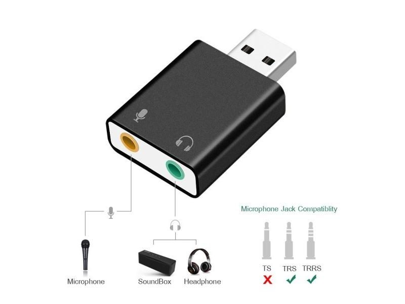 USB Sound Card USB To 3.5mm Audio Earphone Adapter External Sound Card 7.1 Carousel 1
