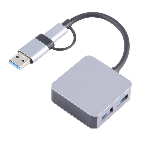 4-In-2 Usb + Usb-C 4 Port Hub Adapter Grey Carousel 2