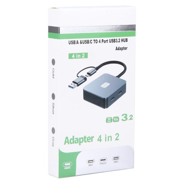 4-In-2 Usb + Usb-C 4 Port Hub Adapter Grey Carousel 6
