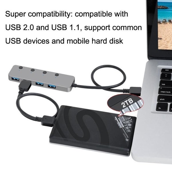 Usb 3.0 4-Port Type-C Aluminum Alloy Hub 120Cm Cable Carousel 7