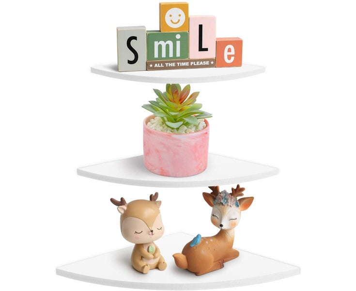 3pcs Corner Wall Shelf White 3 Tier Floating Corner Shelf Wall Shelf Carousel 2