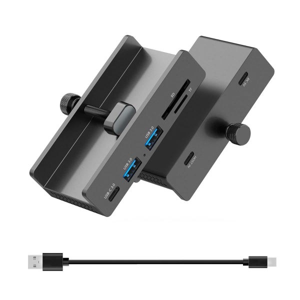 5-Port Usb3.0 Clamp Hub In Aluminum Alloy Black Carousel 1