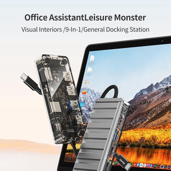 9-In-1 Multi-Function Type-C Hub Adapter Grey Carousel 2
