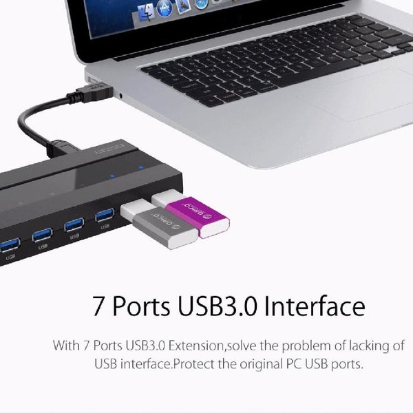 High Speed 7-Port Usb 3.0 Hub With Power Adapter Carousel 12