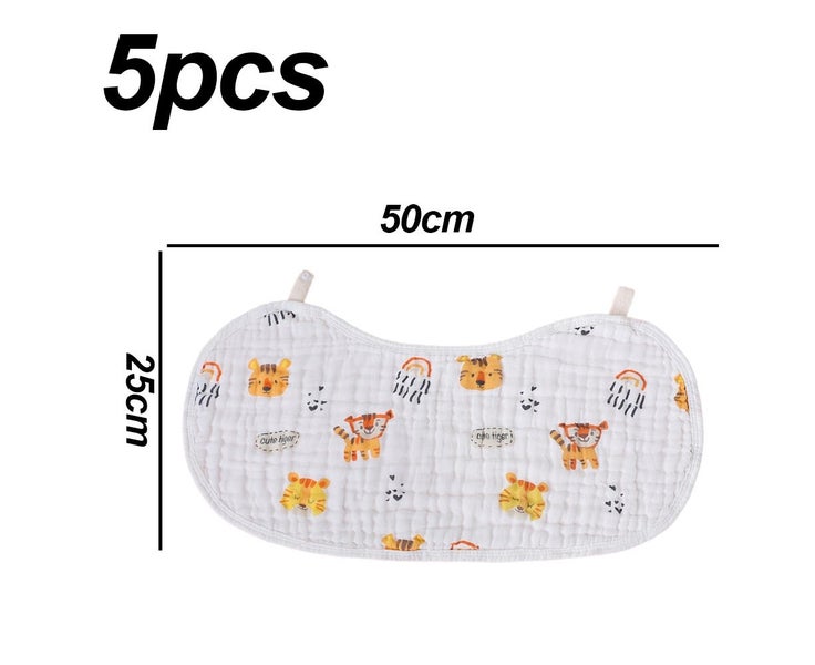 5Pcs Extra Absorbent Soft Burp Cloths Baby Bibs Muslin Burping Bid for Babies
