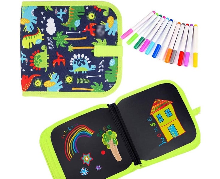 Kids Erasable Doodle Book Set, Reusable Drawing Pads, Preschool Travel Art To Carousel 1