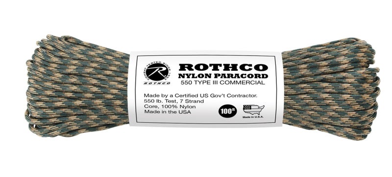 Rothco USA Paracord 550 Type III Woodland Camo 30m/100ft Nylon Carousel 2