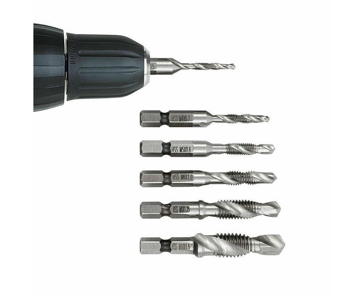 6PCS HSS Hex Shank Tap Drill Bits Metric Thread Screw Compound Tapping Set To Carousel 2