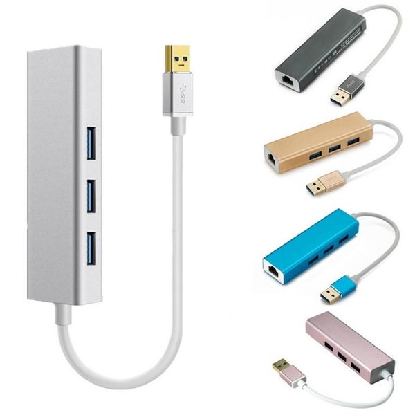 3-Port Usb 3.0 + Rj45 External Hub For Laptops Carousel 2