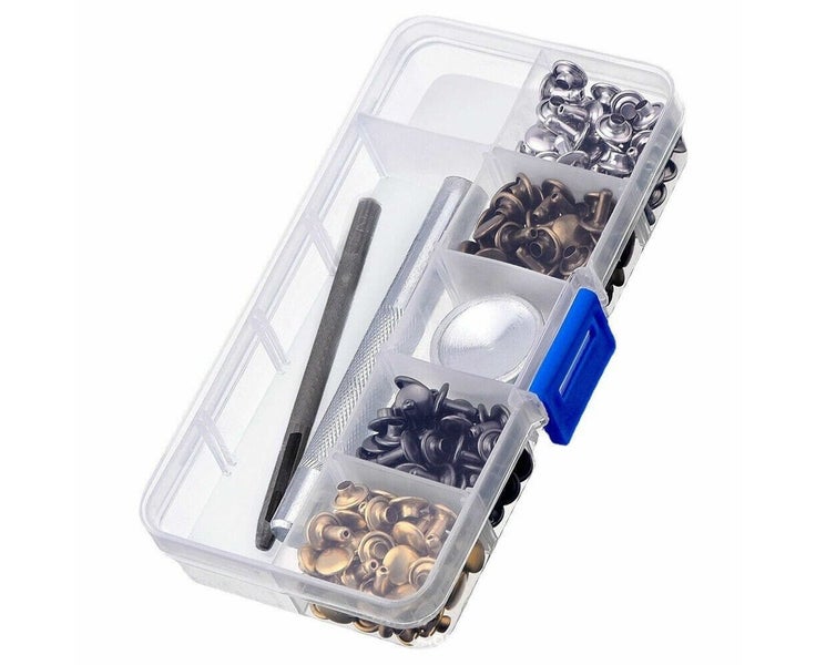 100pcs/Set Leather Rivets Double Cap Rivets with Fixing Tool Kit for Leather Carousel 1