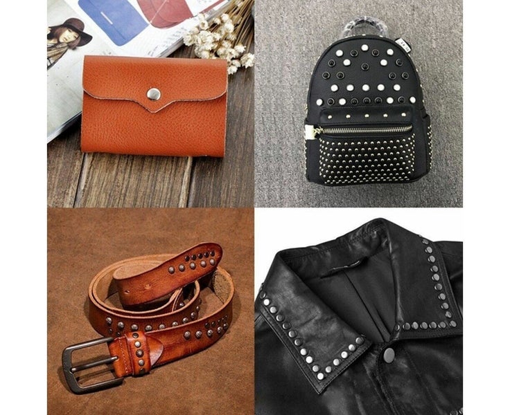 100pcs/Set Leather Rivets Double Cap Rivets with Fixing Tool Kit for Leather Carousel 5