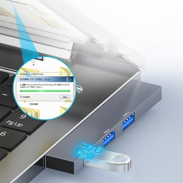 Usb-C To Dual Usb Adapter Silver Carousel 7