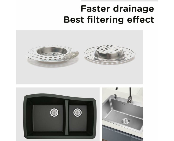 Strainer for kitchen bathroom sink, outer diameter 2.95 inches/7.5 cm (silver Carousel 5