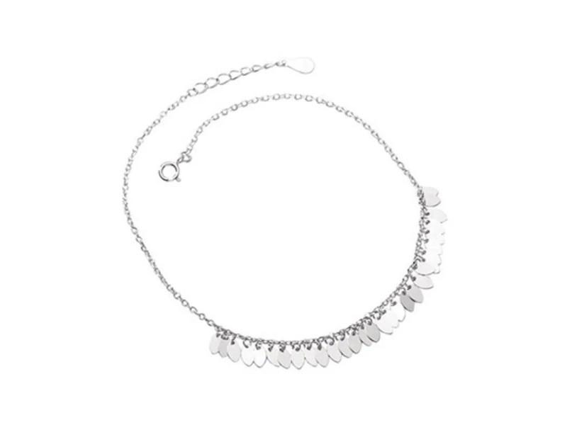 FOXANRY Silver Anklets For Women Simple Girl Trendy Elegant Sweet Leaves Tassel Carousel 1