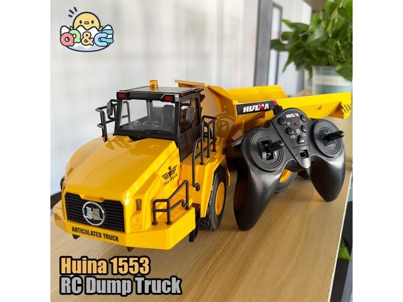 1/18 Rc Truck Dumper Huina 1553 Excavator Crawler 9Ch 2.4G Radio Controlled Car Carousel 1