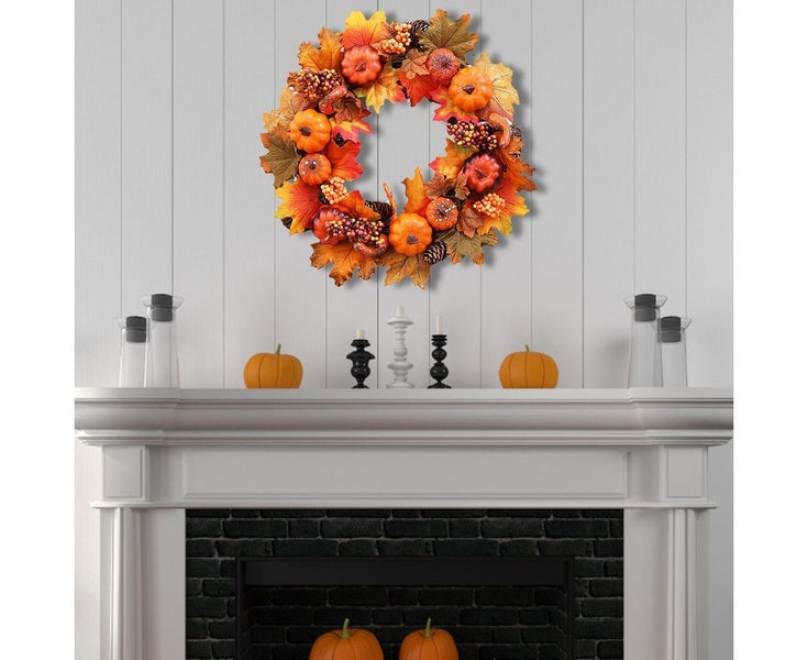 Halloween Artificial Wreath Realistic Durable Simulation Maple Pendant Garlan Carousel 2