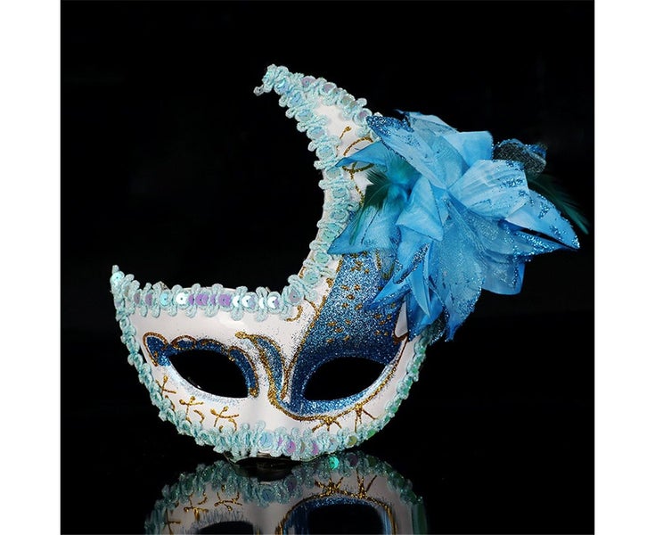 Reusable Plastic Half Moon-shaped Halloween Mask for Kid Adult Decoration(Blu Carousel 2