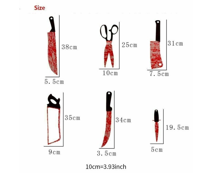 12PCS Hanging Bloody Weapons Halloween Horror Props Garland Banner Decoration Carousel 2
