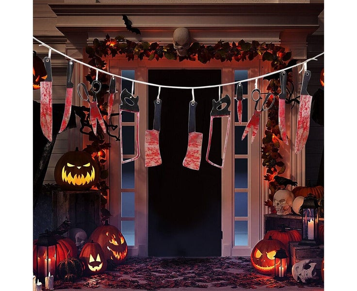 12PCS Hanging Bloody Weapons Halloween Horror Props Garland Banner Decoration Carousel 10