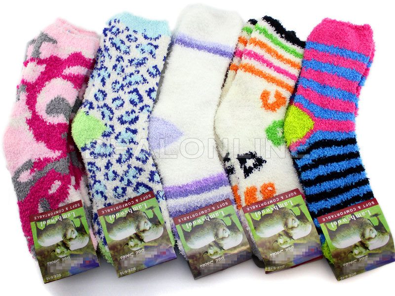 Soft & Warm Fleece Socks (12 pairs) Plush Slipper Sock Winter Fluffy Microfiber Carousel 1