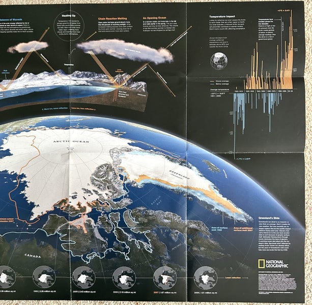 2008 Nat Geo 2-sided Map of ‘Arctic Ocean’ Carousel 6