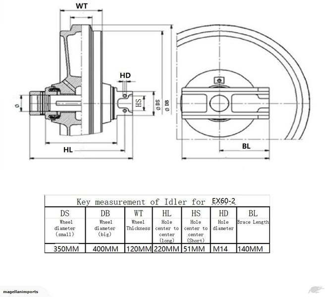 Digger Idler for EX20 22 25 30 35 40 55 60-2/3 70-3 EX100-1/2/3/5 EX200-2/3/6 Carousel 2