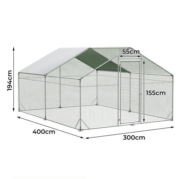 Pawz 400X300x194cm Large Metal Walk In Chicken Coop Cage Spacious And Secure Hom Carousel 2