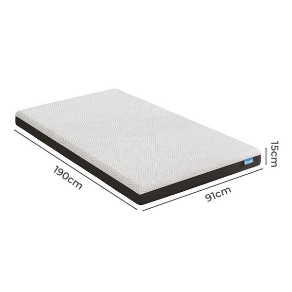 Dreamz Single Mattress Gel Memory Foam Cooling Breathable 15cm Medium Firm Carousel 2