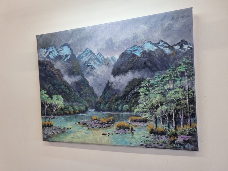 Winter Storm Passing Fiordland - Caley Hall Fine Art Original Oil Painting Carousel 9