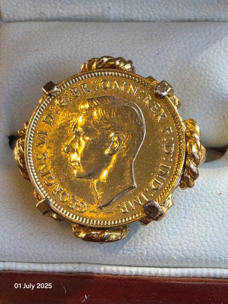$1 Antique Farthing Coin Ring 10.08gm Carousel 1