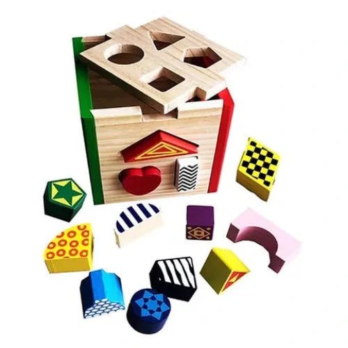 ELF WOODEN SHAPE SORTER CUBE 13 PCS Carousel 1