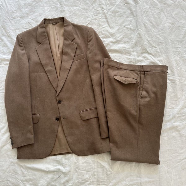 Vintage 1970s Tailor Made Brown Two Piece Suit NZ Made Carousel 1