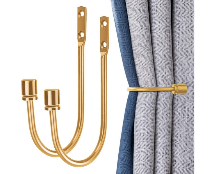 2 Pcs Metal Curtain Holdbacks, Decorative Wall Mounted Drapery Tiebacks with Carousel 1