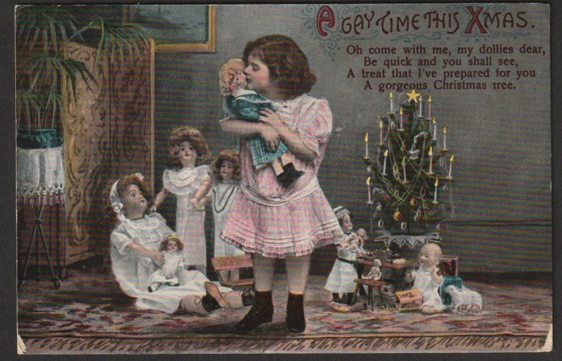 Postcard - Victorian Dolls ---- Xmas Greetings. Carousel 1
